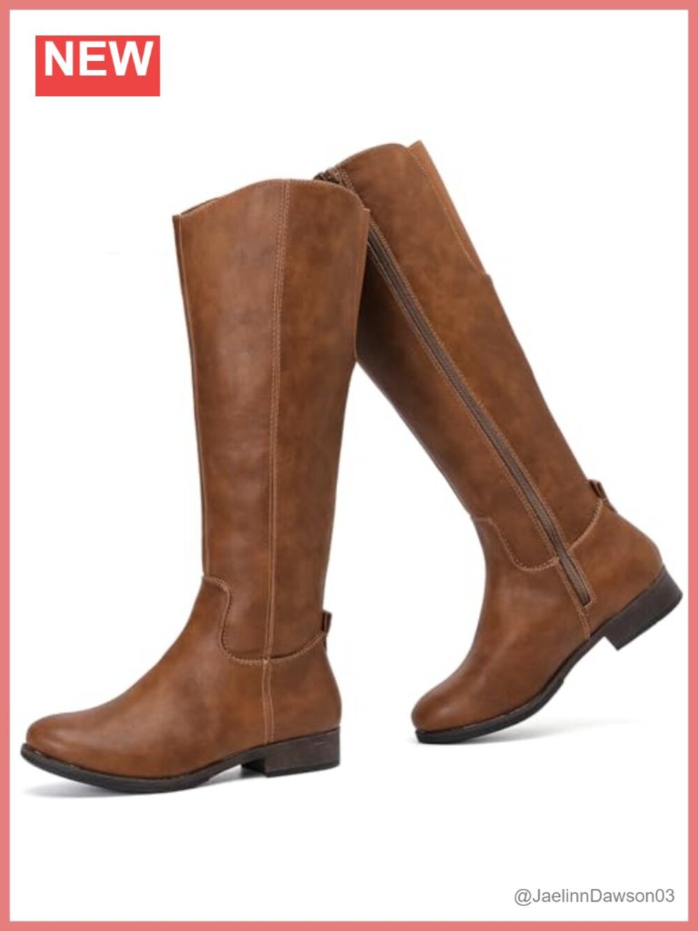 Women's Knee High Riding Boots Faux Leather Side Zip